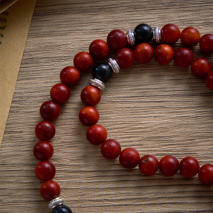SolaceBeads Red &amp; Black Wood Rosary With St. Benedict Medal &amp; Crucifix: Courageous Devotion - image 4