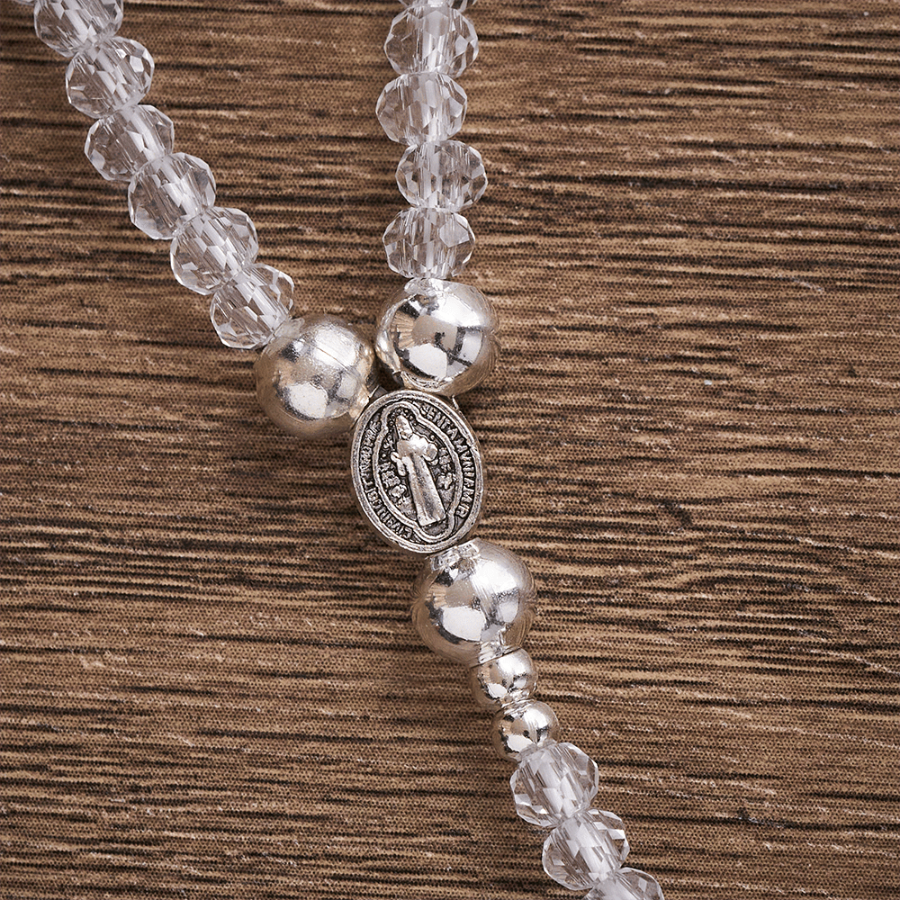 SolaceBeads Clear Crystal Rosary Bracelet With Rhinestone Studded Cross: Sparkling Devotion - image 4