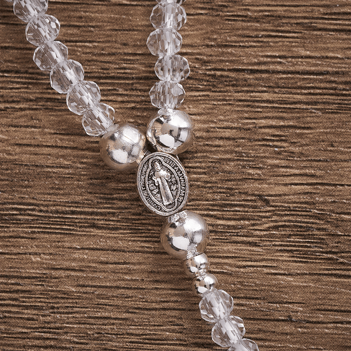 SolaceBeads Clear Crystal Rosary Bracelet With Rhinestone Studded Cross: Sparkling Devotion - image 4