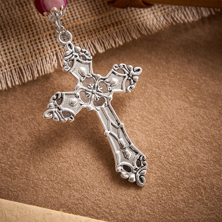 SolaceBeads Pink Agate Pocket Rosary With Miraculous Medal &amp; Cross: Gentle Devotion - image 6