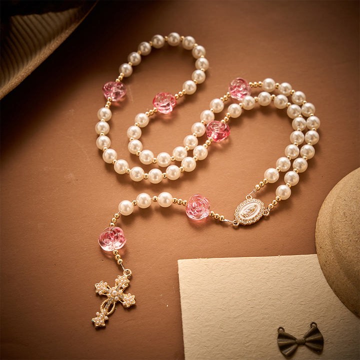 SolaceBeads Blush Rose &amp; Pearl Rosary: For Gentle Devotion with Miraculous Medal &amp; Pearl Cross - image 10