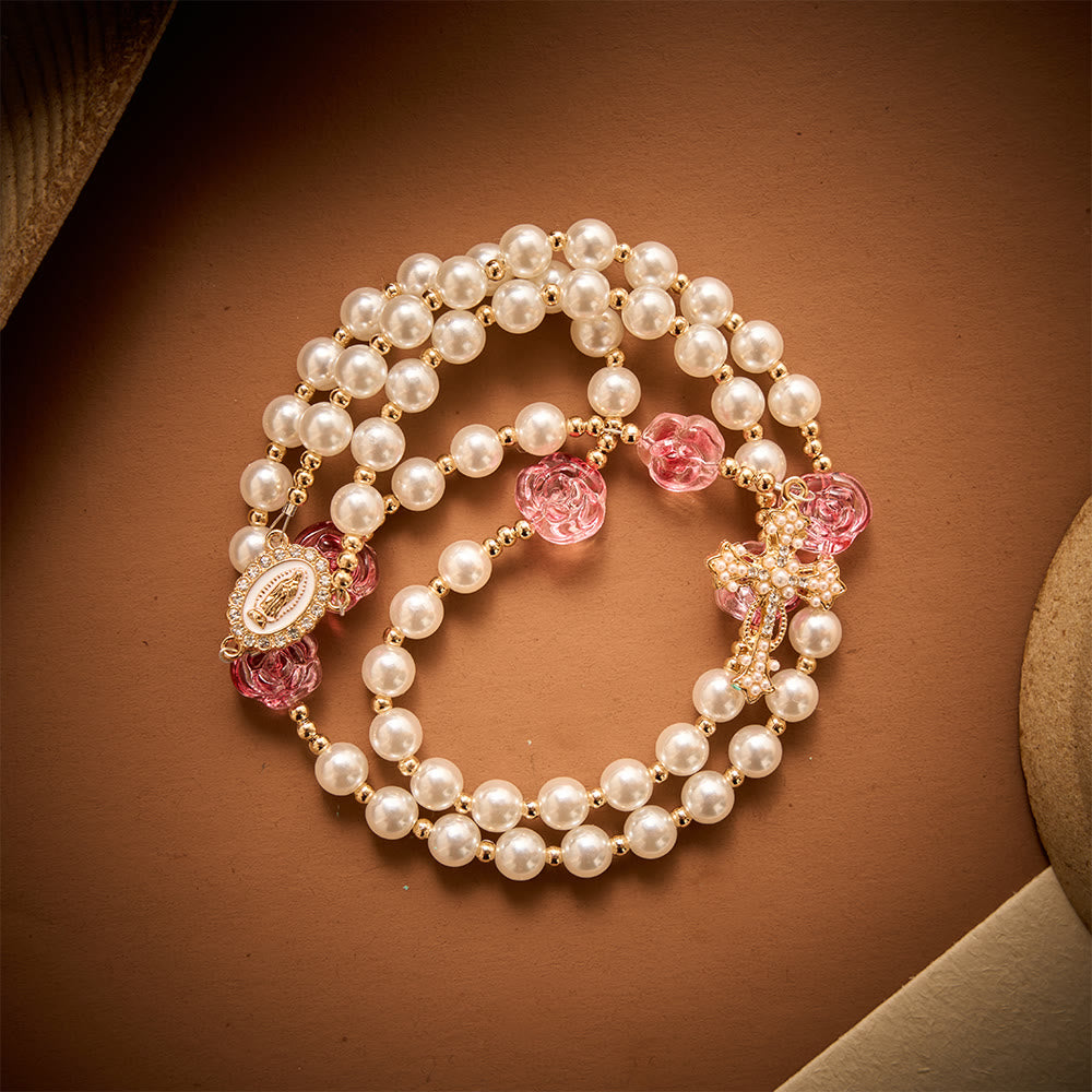 SolaceBeads Blush Rose &amp; Pearl Rosary: For Gentle Devotion with Miraculous Medal &amp; Pearl Cross - image 6