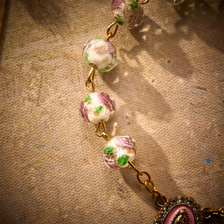 SolaceBeads Floral Lampwork Car Rosary With Rose &amp; Magnetic Clasp: Romantic Grace - image 4