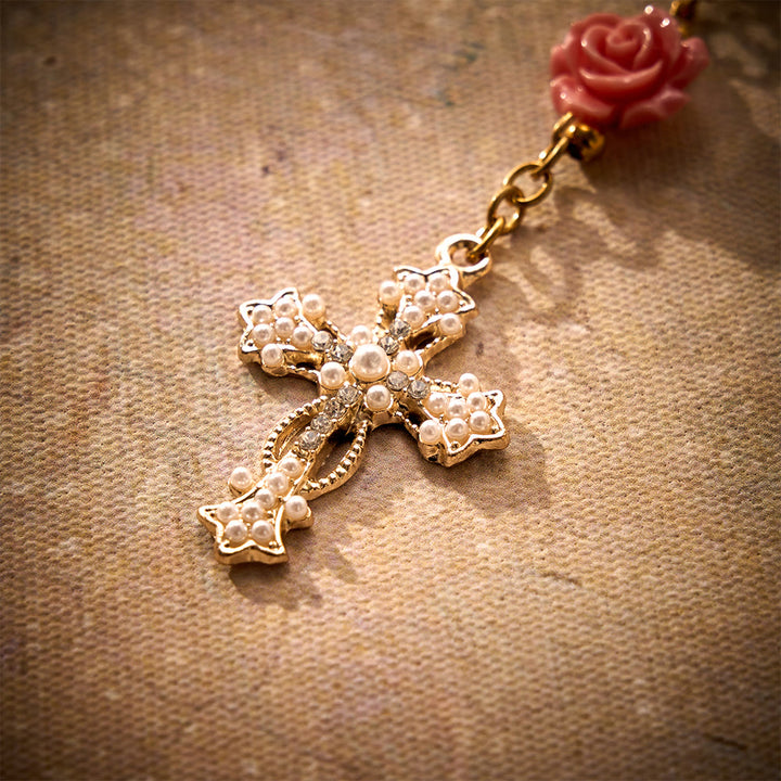SolaceBeads Floral Lampwork Car Rosary With Rose &amp; Magnetic Clasp: Romantic Grace - image 6