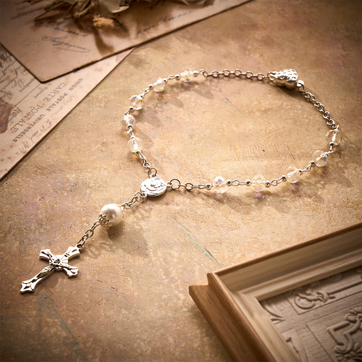 SolaceBeads Clear AB Crystal Car Rosary With Magnetic Heart Clasp &amp; Rose Charm: Sparkling Shine - image 11