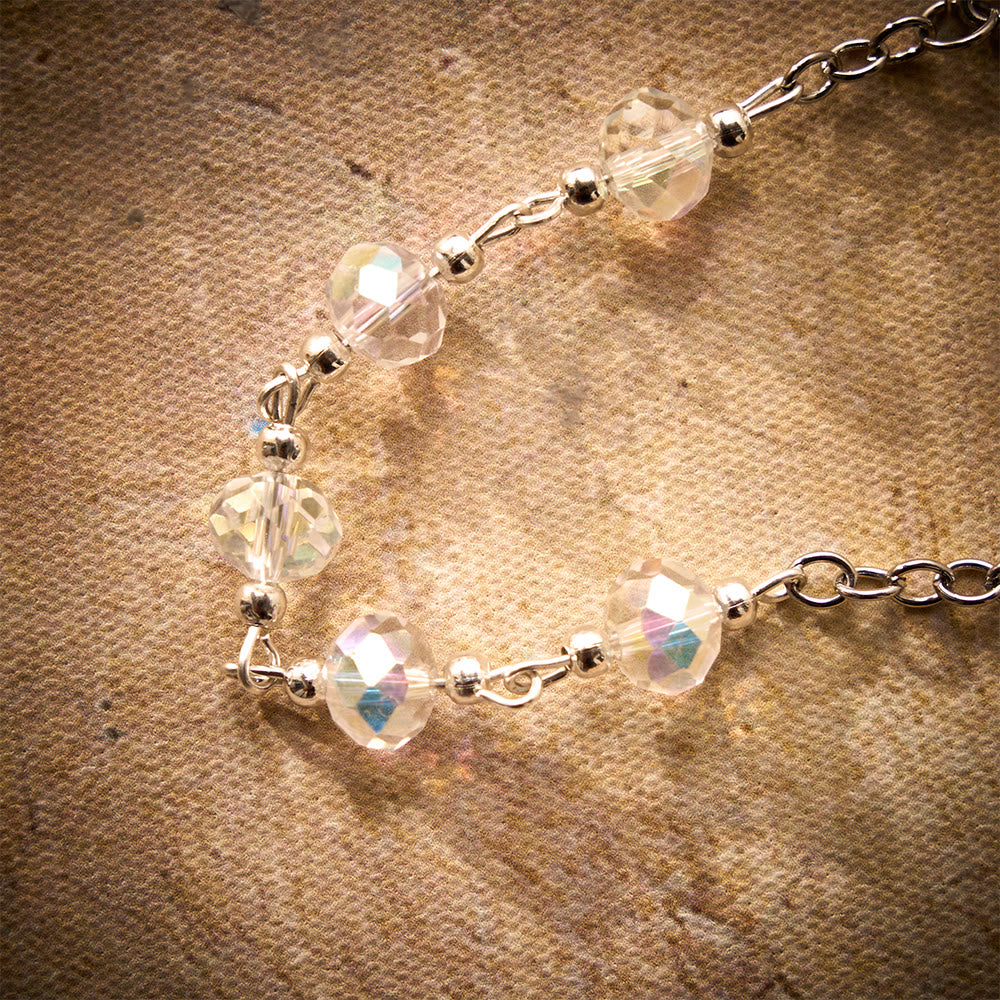 SolaceBeads Clear AB Crystal Car Rosary With Magnetic Heart Clasp &amp; Rose Charm: Sparkling Shine - image 6