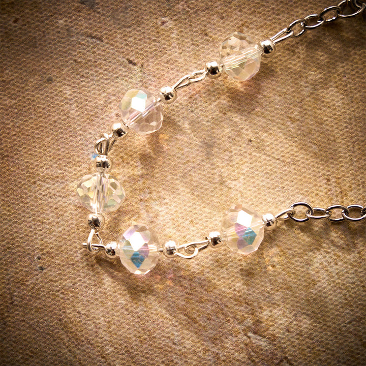 SolaceBeads Clear AB Crystal Car Rosary With Magnetic Heart Clasp &amp; Rose Charm: Sparkling Shine - image 6