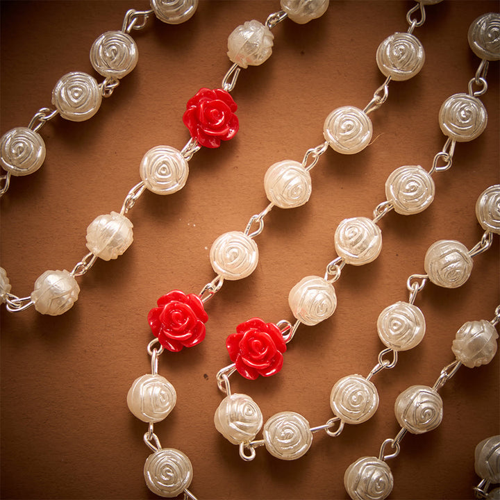 SolaceBeads Rose Artistic Rosary With Red Rose Accents &amp; Miraculous Medal: Floral Romance - image 4