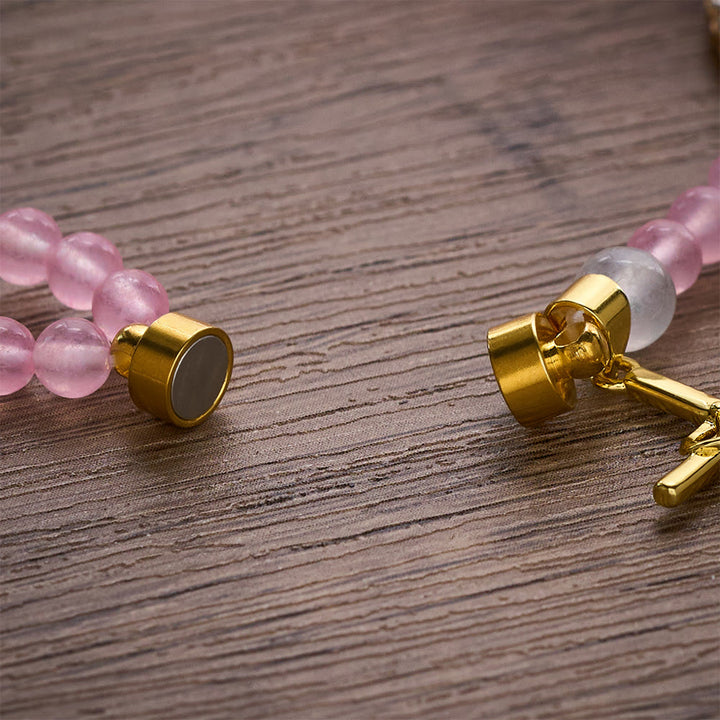 SolaceBeads Tender Heart Rosary Bracelet: Pink &amp; Ice Chalcedony with Miraculous Medal &amp; Cross - image 5