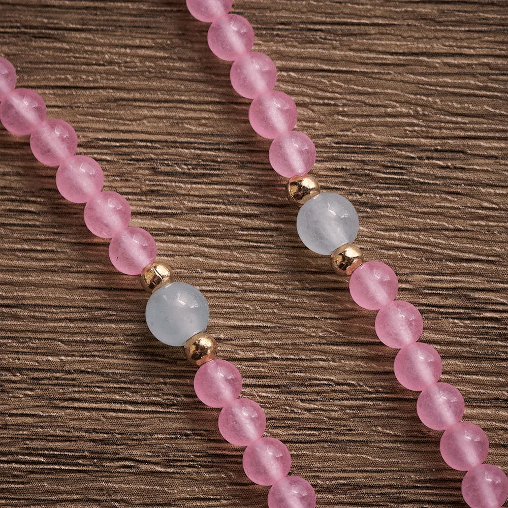 SolaceBeads Tender Heart Rosary Bracelet: Pink &amp; Ice Chalcedony with Miraculous Medal &amp; Cross - image 2