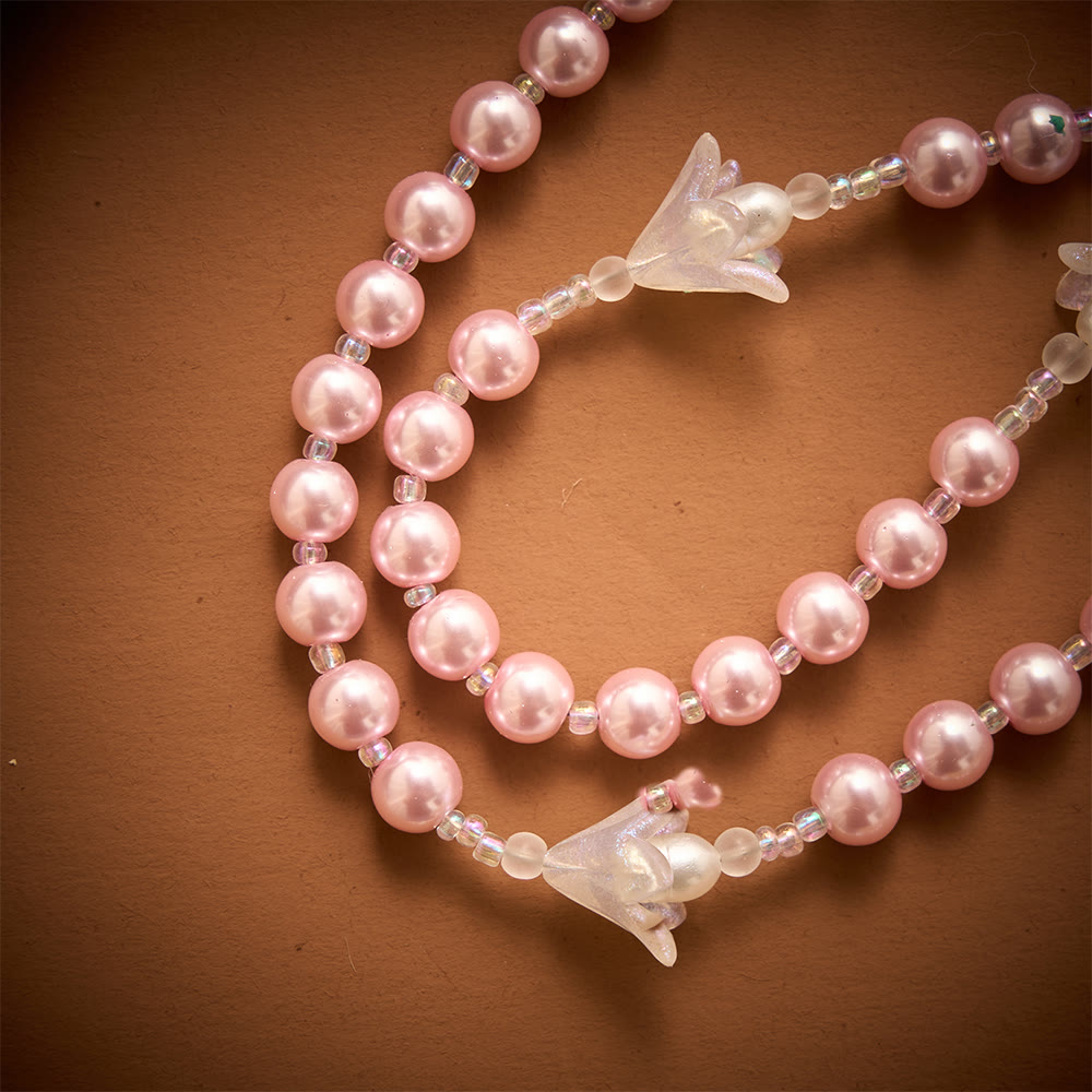 SolaceBeads The Lily &amp; Pink Pearl Artistic Rosary: Rooted in Peace - Dove Center &amp; Ornate Crucifix - image 2