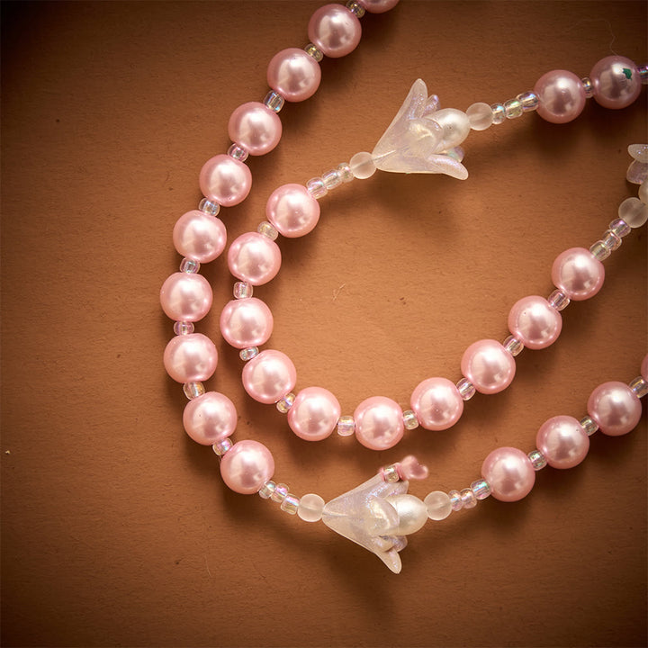 SolaceBeads The Lily &amp; Pink Pearl Artistic Rosary: Rooted in Peace - Dove Center &amp; Ornate Crucifix - image 2