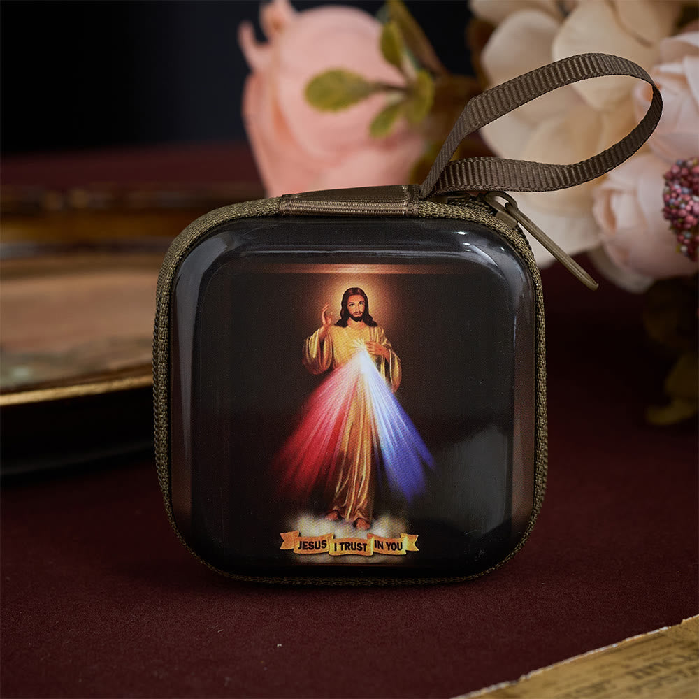 SolaceBeads Rosary Case With Assorted Holy Art Prints, Zippered Protective Holder: Sacred Storage - Divine Mercy Jesus - image 12