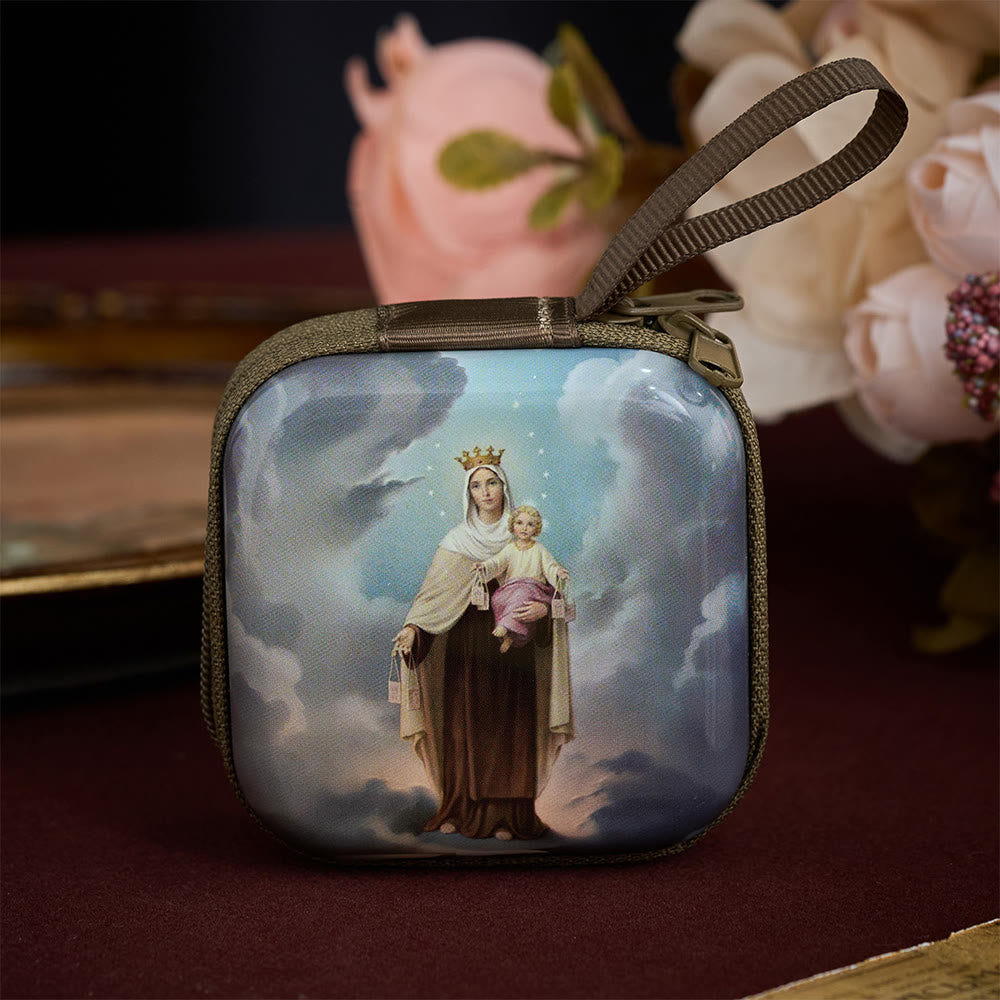 SolaceBeads Rosary Case With Assorted Holy Art Prints, Zippered Protective Holder: Sacred Storage - Our Lady of Mount Carmel - image 13