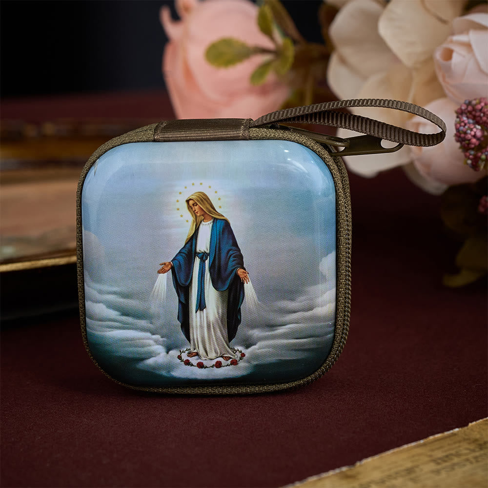 SolaceBeads Rosary Case With Assorted Holy Art Prints, Zippered Protective Holder: Sacred Storage - Miraculous Medal - image 6