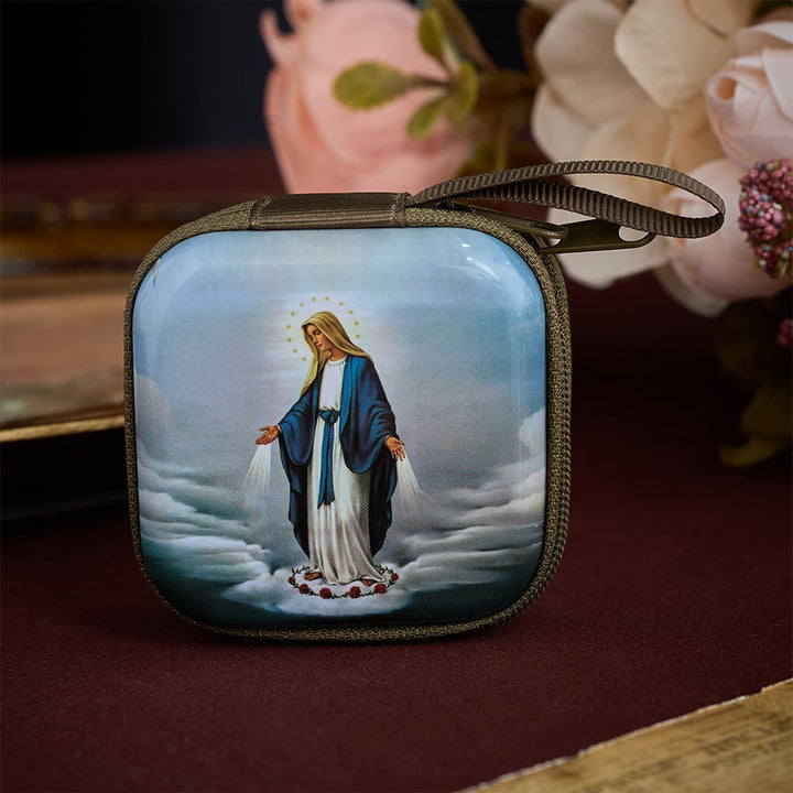 SolaceBeads Rosary Case With Assorted Holy Art Prints, Zippered Protective Holder: Sacred Storage - Miraculous Medal - image 6