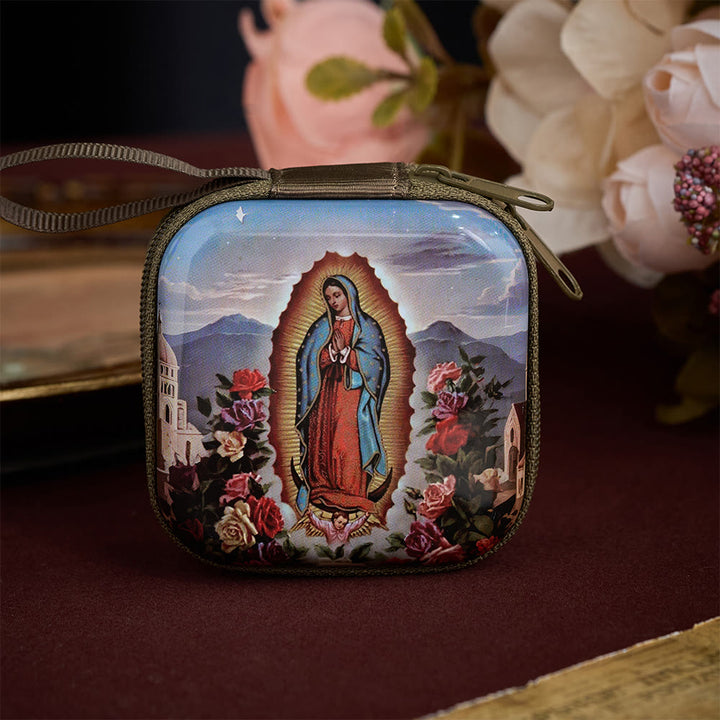 SolaceBeads Rosary Case With Assorted Holy Art Prints, Zippered Protective Holder: Sacred Storage - Our Lady of Guadalupe (Rose Edition) - image 8