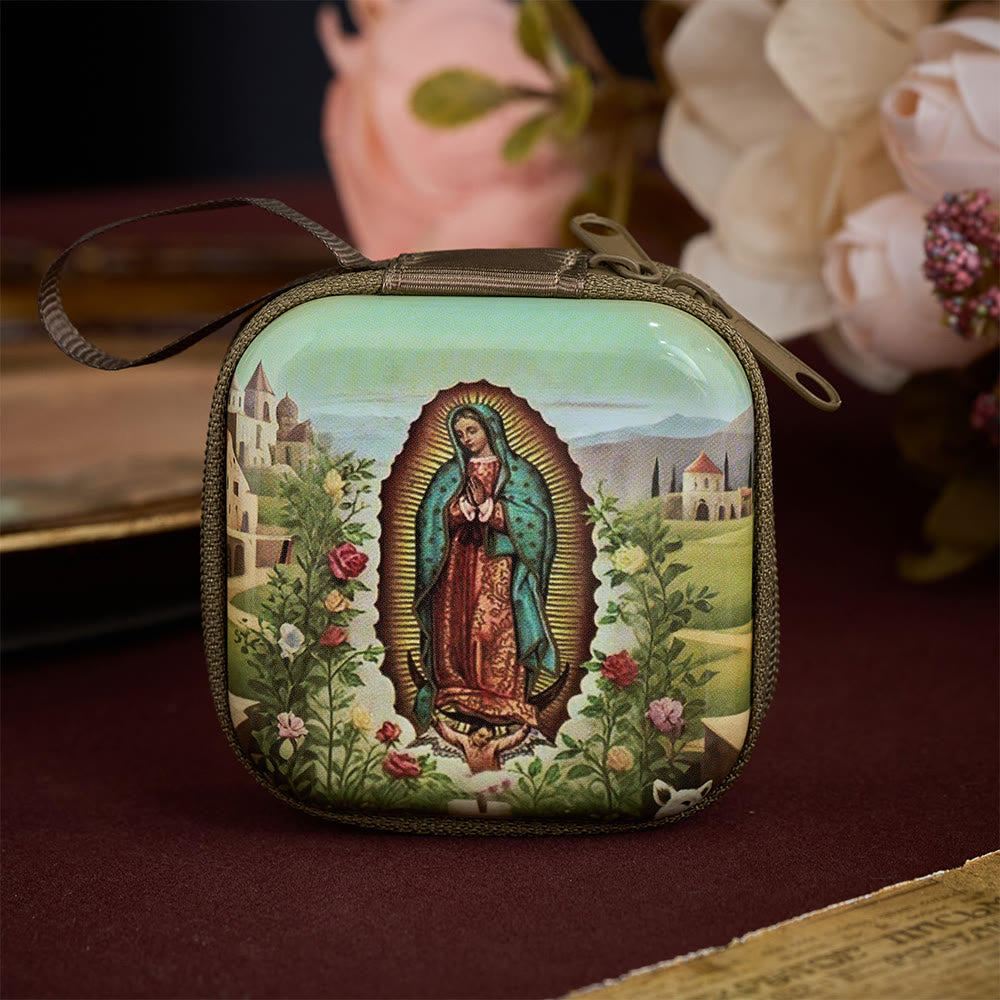 SolaceBeads Rosary Case With Assorted Holy Art Prints, Zippered Protective Holder: Sacred Storage - Our Lady of Guadalupe - image 0