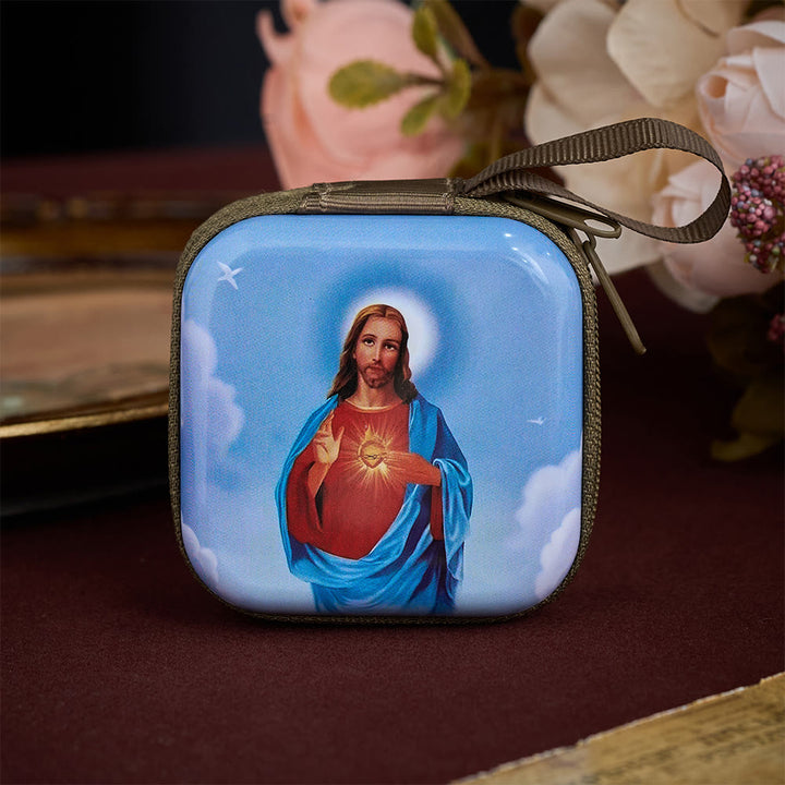 SolaceBeads Rosary Case With Assorted Holy Art Prints, Zippered Protective Holder: Sacred Storage - Sacred Heart of Jesus - image 5