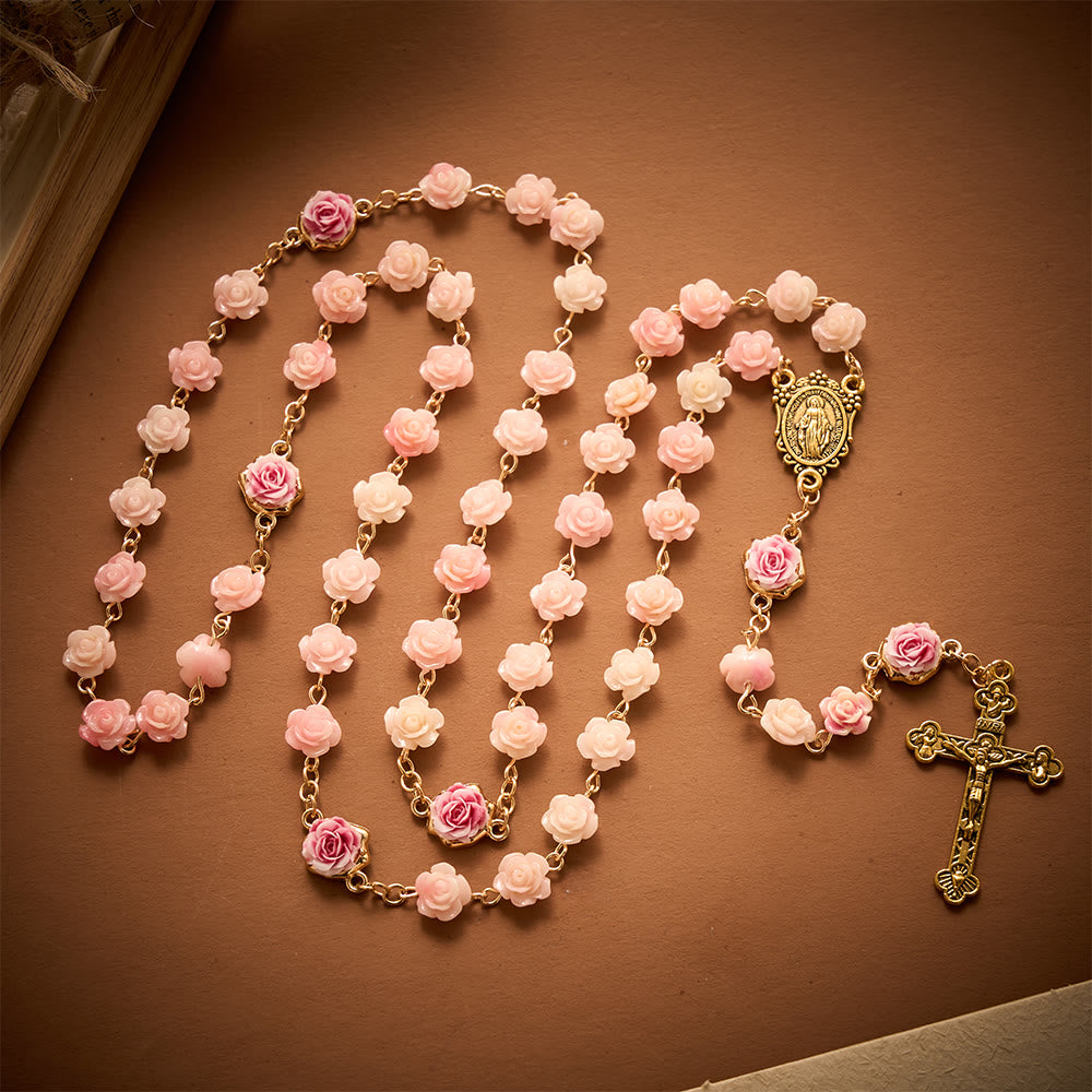 Solacebeads Carved Rose Artistic Rosary: Gentle Devotion With Miraculous Medal &amp; Crucifix - image 10