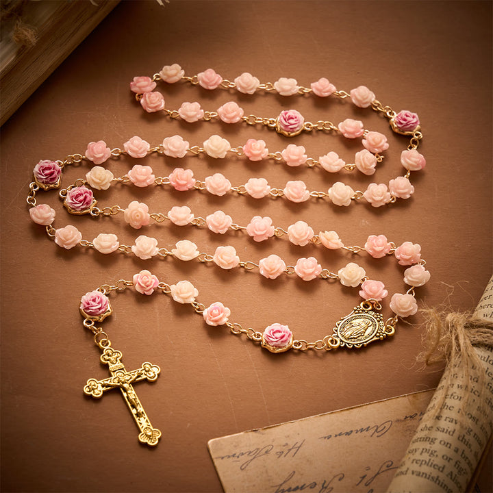 Solacebeads Carved Rose Artistic Rosary: Gentle Devotion With Miraculous Medal &amp; Crucifix - image 9
