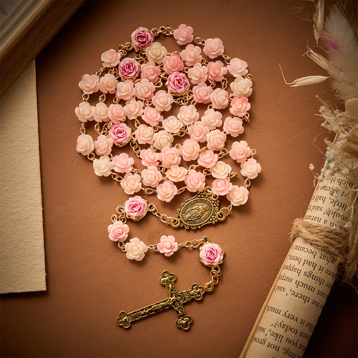 Solacebeads Carved Rose Artistic Rosary: Gentle Devotion With Miraculous Medal &amp; Crucifix - image 7