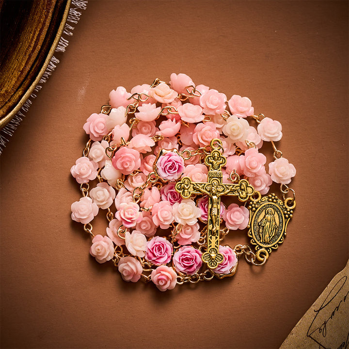 Solacebeads Carved Rose Artistic Rosary: Gentle Devotion With Miraculous Medal &amp; Crucifix - image 6