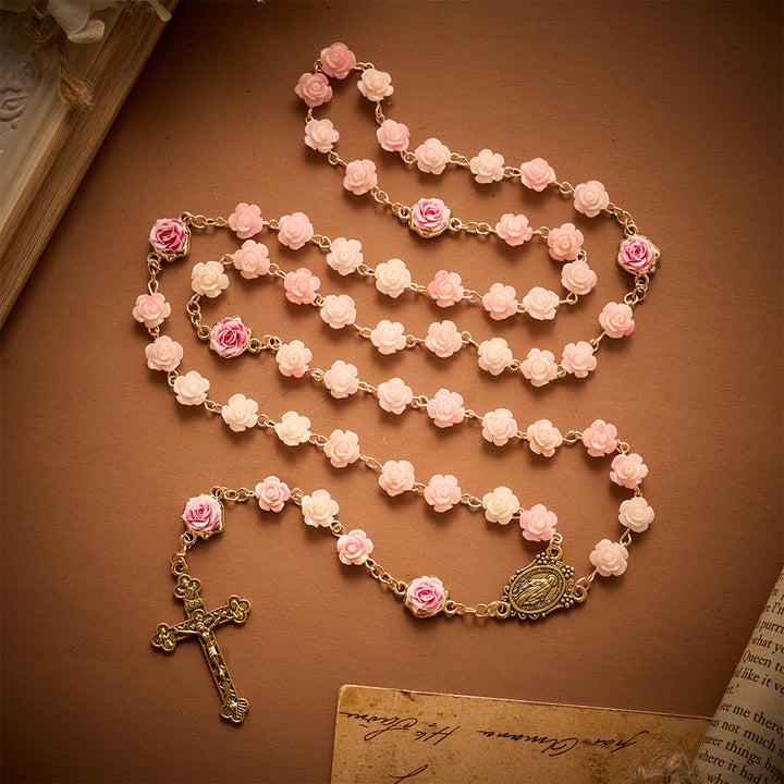 Solacebeads Carved Rose Artistic Rosary: Gentle Devotion With Miraculous Medal &amp; Crucifix - image 8