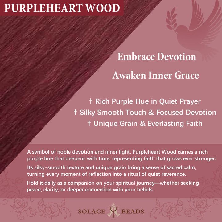 SolaceBeads Purpleheart Wood Our Lady of Seven Sorrows Rosary Chaplets - image 9