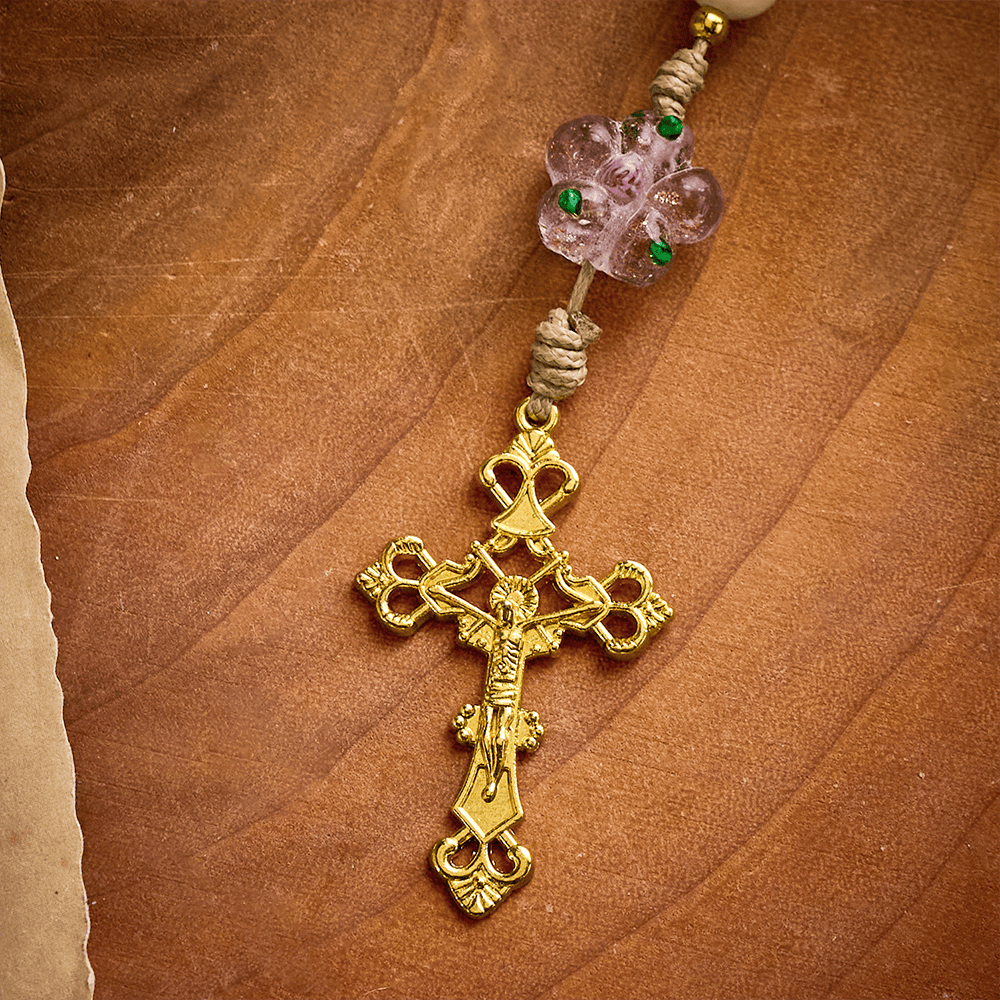 SolaceBeads Multicolor Jade Stone Rosary: Dove Accent &amp; Golden Cross, Crafted With Gentle Vibe - image 7