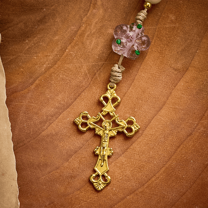 SolaceBeads Multicolor Jade Stone Rosary: Dove Accent &amp; Golden Cross, Crafted With Gentle Vibe - image 7