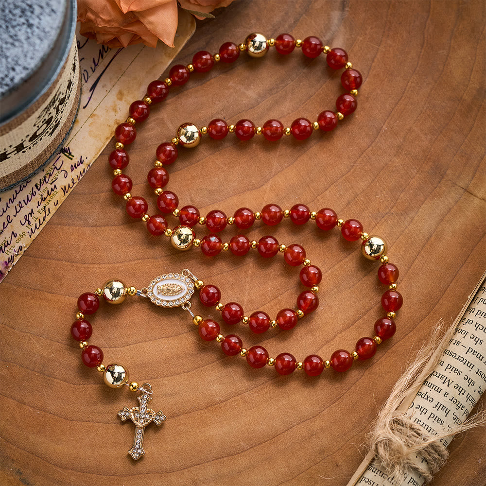 Solacebeads The Red Agate Crimson Rosary With Miraculous Medal &amp; Sacred Heart Cross: Rooted In Grace - image 11