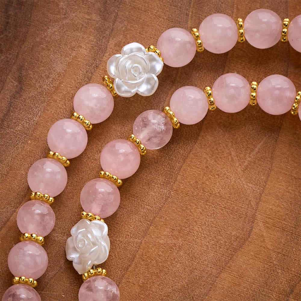 Solacebeads Rose Quartz Rosary: For Gentle Faith With Pink Miraculous Medal &amp; Sacred Heart Cross - image 2