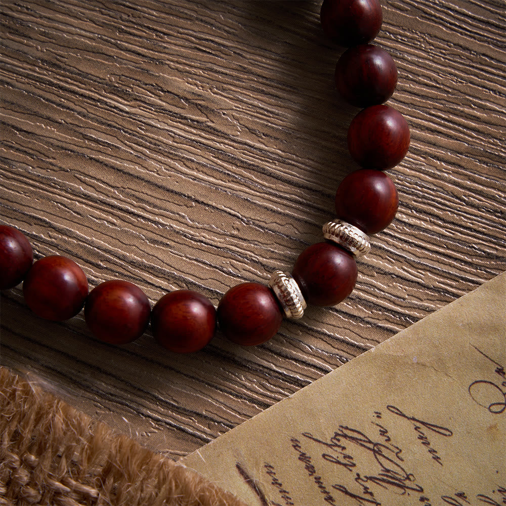 Solacebeads Rosewood Faith Rosary Bracelet: Rooted In Serenity - With Silver Jerusalem Cross Charm - image 2