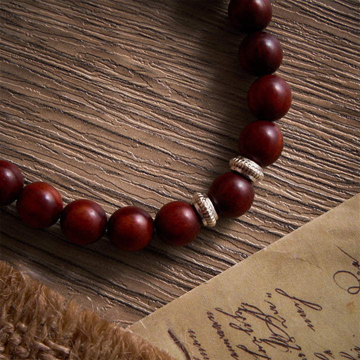 Solacebeads Rosewood Faith Rosary Bracelet: Rooted In Serenity - With Silver Jerusalem Cross Charm - image 2