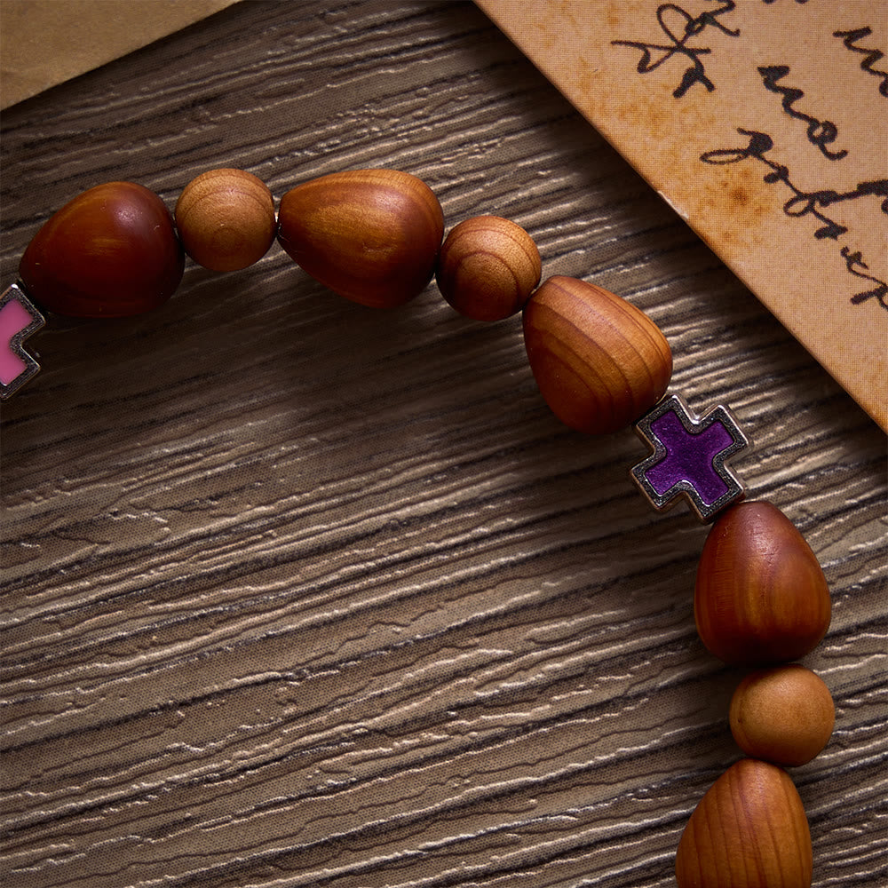 Solacebeads Nature Calm Thuja Wood Rosary Bracelet: Rooted In Comfort With Multi-color Cross Accents - image 2