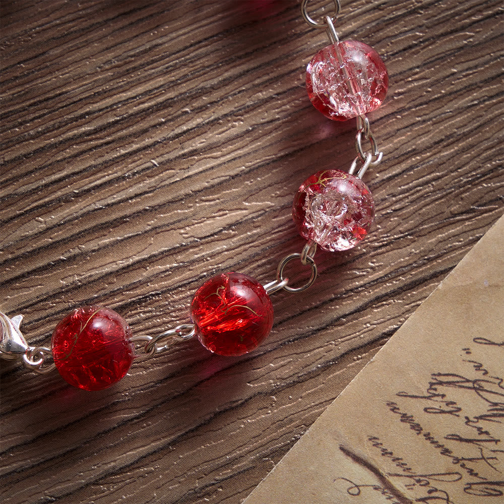 SolaceBeads Red Glass Bead Bracelet With Vintage Benedict Metal Charm: Vibrant Courage - image 3