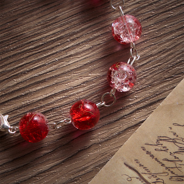 SolaceBeads Red Glass Bead Bracelet With Vintage Benedict Metal Charm: Vibrant Courage - image 3