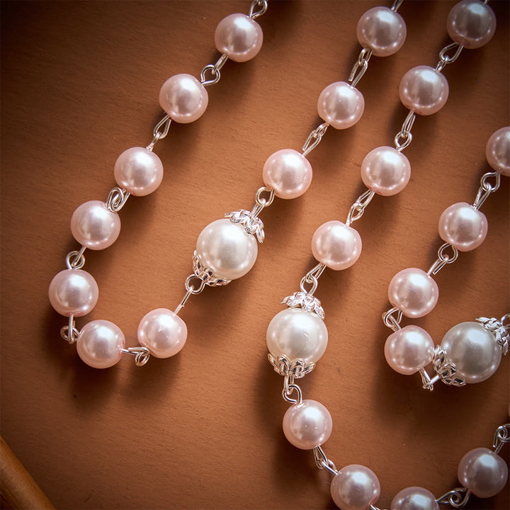 SolaceBeads Multi-Color Pearl Artistic Rosary：Blue/Purple/Pink Options with Crucifix &amp; Medal - image 16