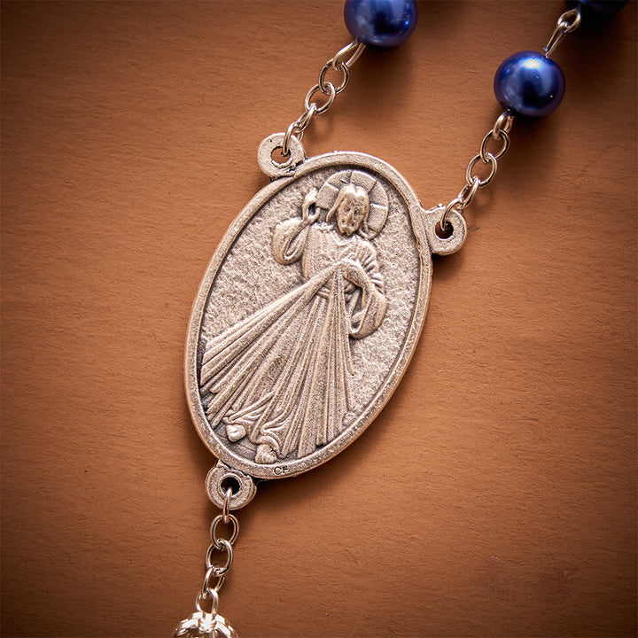 SolaceBeads Multi-Color Pearl Artistic Rosary：Blue/Purple/Pink Options with Crucifix &amp; Medal - image 4