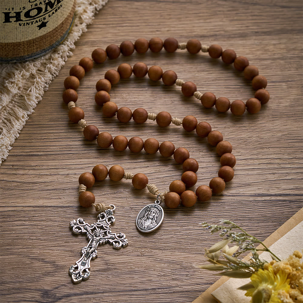 SolaceBeads Gentle Faith Babi Sandalwood &amp; Holy Portrait Emblem Rosary: Rooted in Warm Serenity - image 9