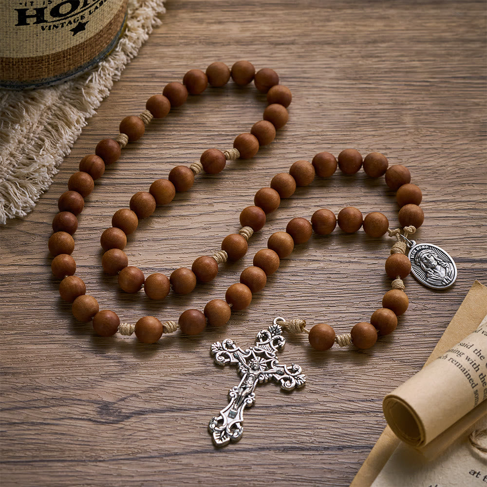 SolaceBeads Gentle Faith Babi Sandalwood &amp; Holy Portrait Emblem Rosary: Rooted in Warm Serenity - image 7