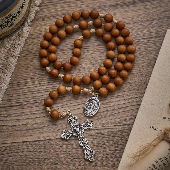 SolaceBeads Gentle Faith Babi Sandalwood &amp; Holy Portrait Emblem Rosary: Rooted in Warm Serenity - Babi Sandalwood - image 0