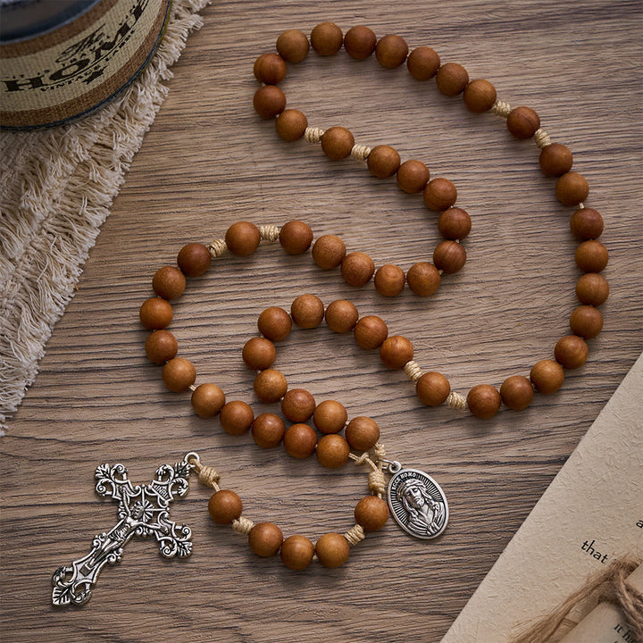 SolaceBeads Gentle Faith Babi Sandalwood &amp; Holy Portrait Emblem Rosary: Rooted in Warm Serenity - image 8