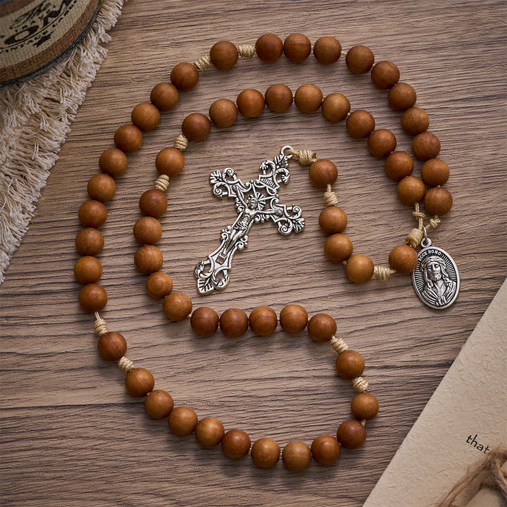 SolaceBeads Gentle Faith Babi Sandalwood &amp; Holy Portrait Emblem Rosary: Rooted in Warm Serenity - image 6