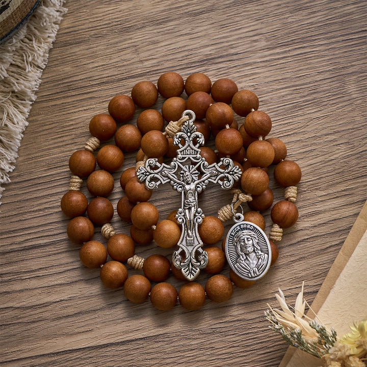 SolaceBeads Gentle Faith Babi Sandalwood &amp; Holy Portrait Emblem Rosary: Rooted in Warm Serenity - image 5