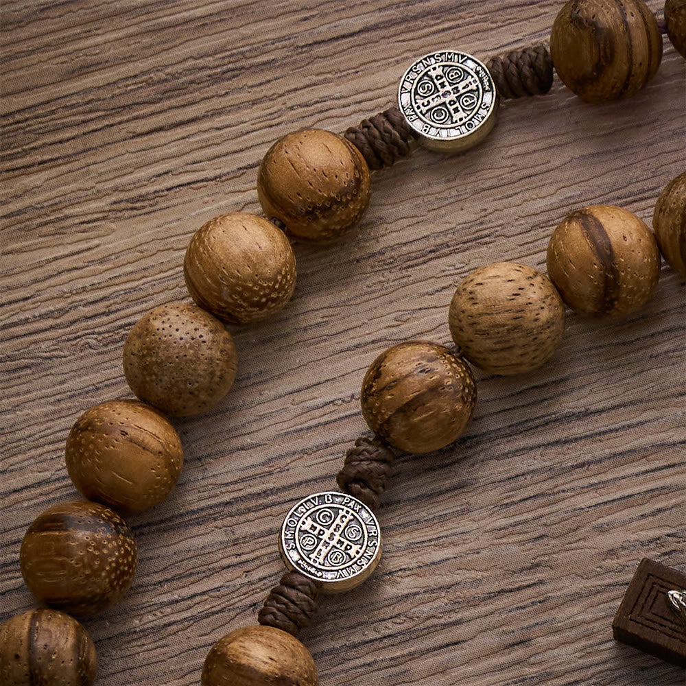 SolaceBeads Sacred Guard Vietnam Agarwood &amp; St.Benedict Medals Rosary: Rooted in Divine Protection - image 2