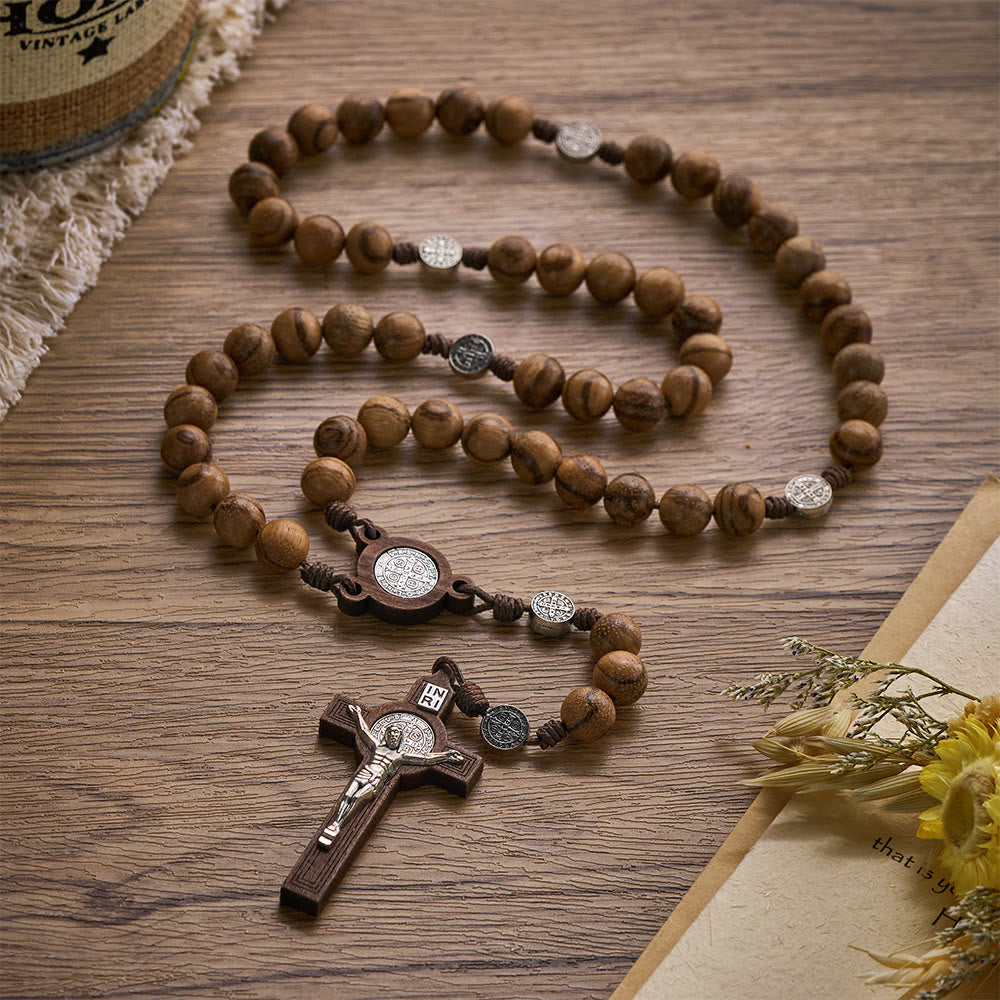 SolaceBeads Sacred Guard Vietnam Agarwood &amp; St.Benedict Medals Rosary: Rooted in Divine Protection - image 8