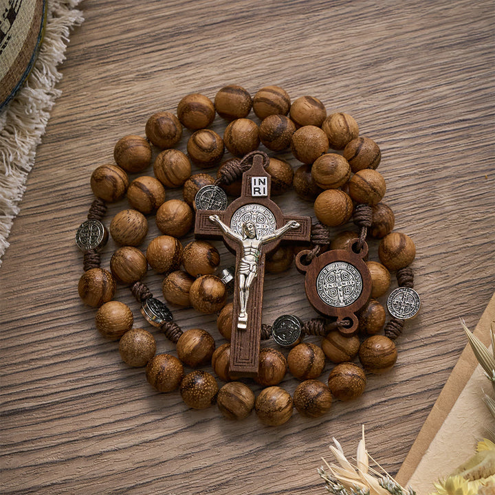 SolaceBeads Sacred Guard Vietnam Agarwood &amp; St.Benedict Medals Rosary: Rooted in Divine Protection - image 4