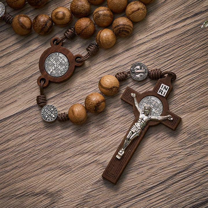 SolaceBeads Sacred Guard Vietnam Agarwood &amp; St.Benedict Medals Rosary: Rooted in Divine Protection - image 3